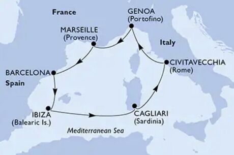 17-24 Temmuz Msc Magnifica ile Akdeniz Ülkeleri Gemi Turu İtalya &  Fransa & İspanya & Barcelona & İbiza & Sardunya 